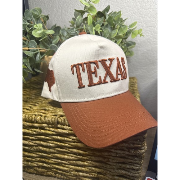 Other - Texas State Map Embroidered Baseball Cap Tan‎ White Trucker Style